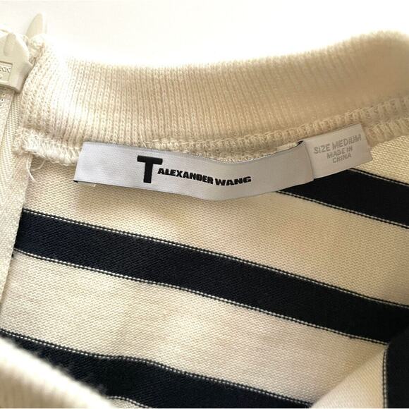 T By Alexander Wang Women’s B&W Striped Cotton Mini Dress Fit & Flare - Picture 4 of 11